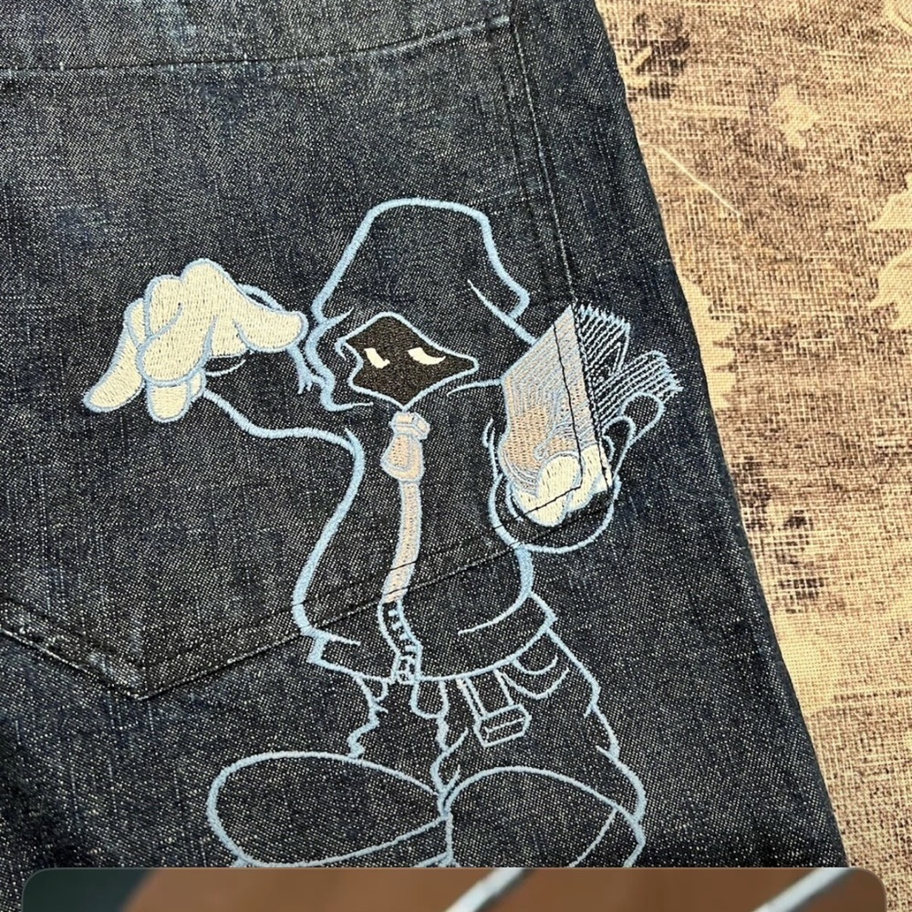Vintage 90s Y2k Shadow Boy Diss Jeans Mens Hip Hop Baggy Streetwear Size 36x34 - Picture 5 of 8